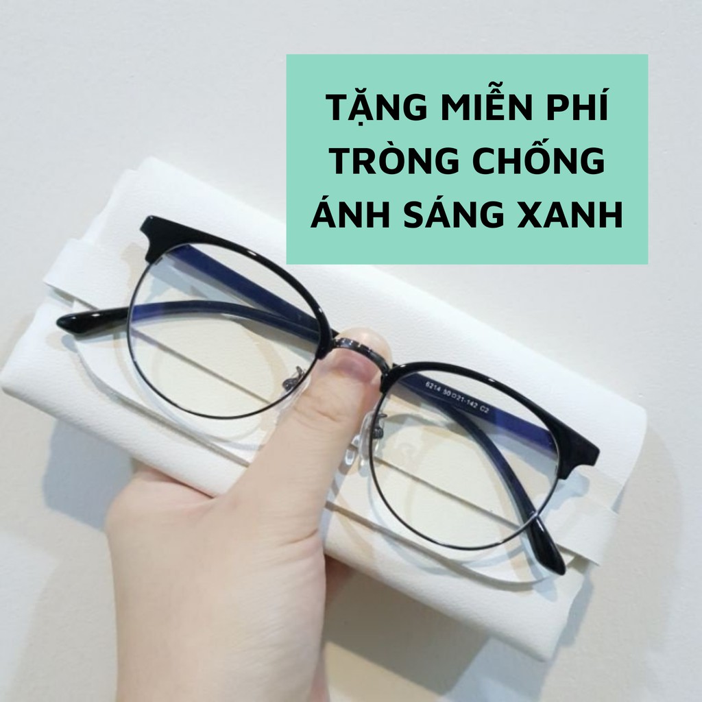 Gọng kính cận tròn nam nữ vành kim loại chất liệu nhựa dẻo phù hợp khuôn mặt nhỏ 6214 gọng kính cận đẹp Hàn Quốc cho nữ