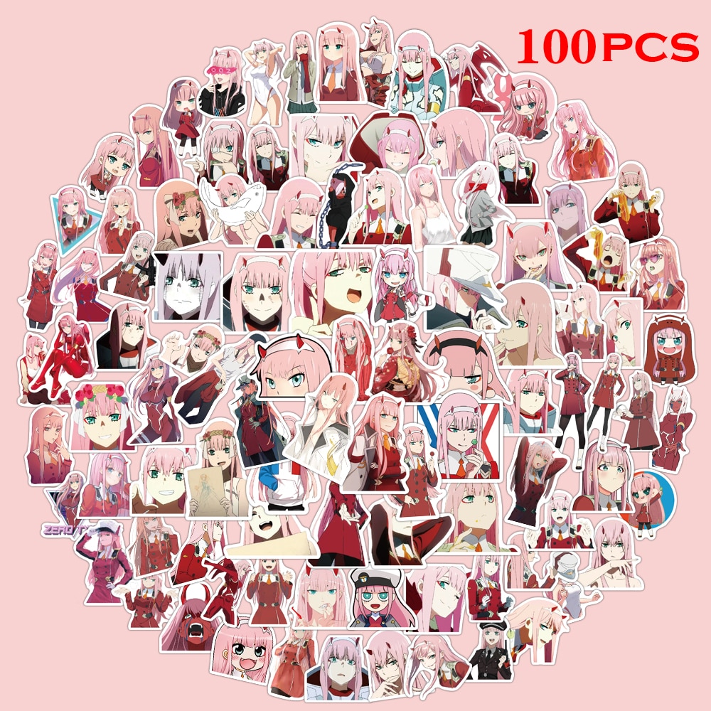 Bộ 50 miếng dán trang trí hình nhân vật hoạt hình Anime Franxx