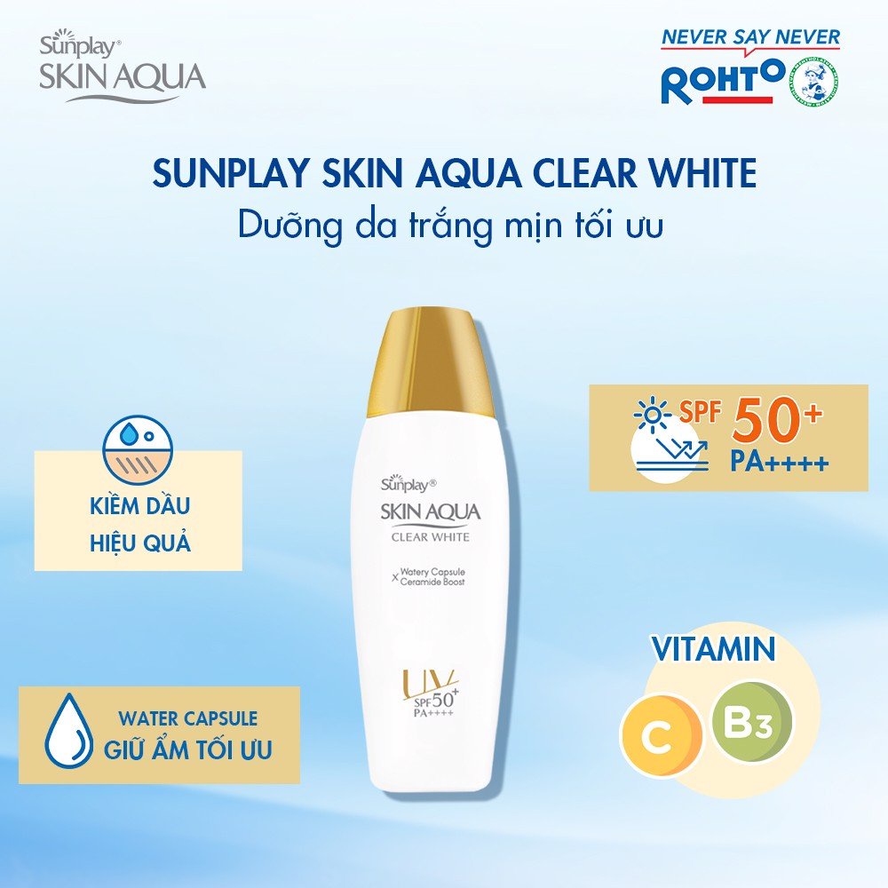 [KÈM LOTION 20ml] Kem chống nắng dưỡng da trắng mịn Sunplay Skin Aqua Clear White SPF50+, PA++++ 25gr - kcn