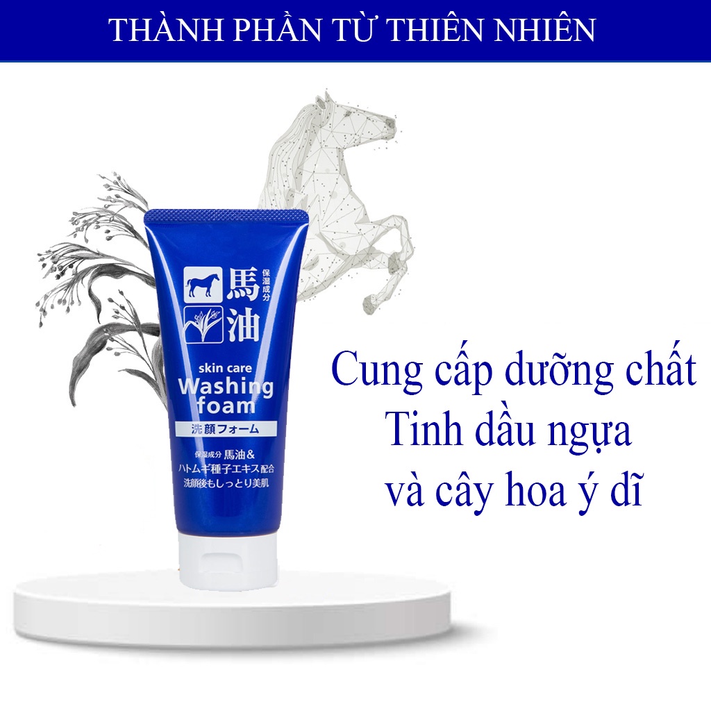 Sữa Rửa Mặt Chứa Chiết Xuất Ý Dĩ Và Dầu Ngựa Cosme Station Horse Oil &amp; Hatomugi Washing Foam 130g