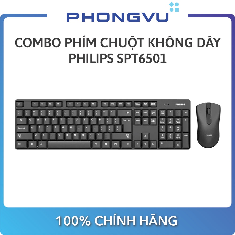 Bàn phím + Chuột Không dây Philips SPT6501 (Đen) - Bảo hành 12 tháng