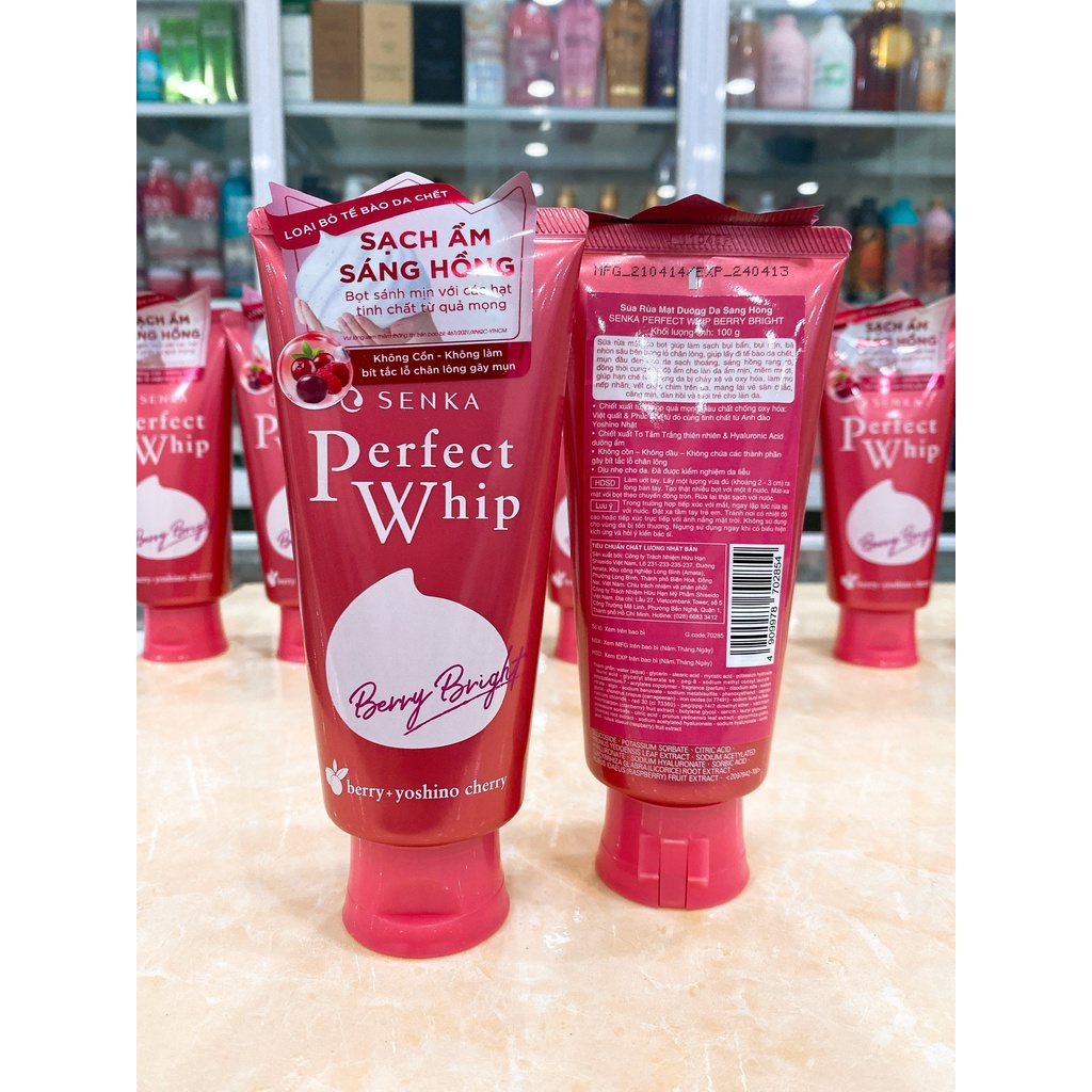 Sữa Rửa Mặt Sạch Sâu Sáng Hồng Senka Perfect Whip Berry Bright 100g