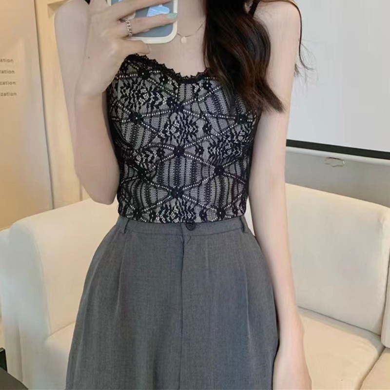 Áo Lót Hai Dây Phối Ren Họa Tiết Kẻ Sọc Thời Trang Cho Nữ