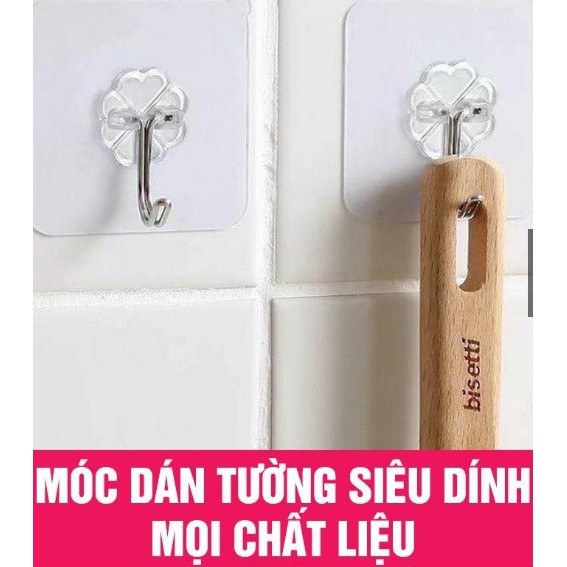 Set 10 móc dán tường nhựa trong suốt treo đồ siêu chịu lực, siêu dính trên tường gạch men, cửa nhôm, cửa kính, bàn gỗ