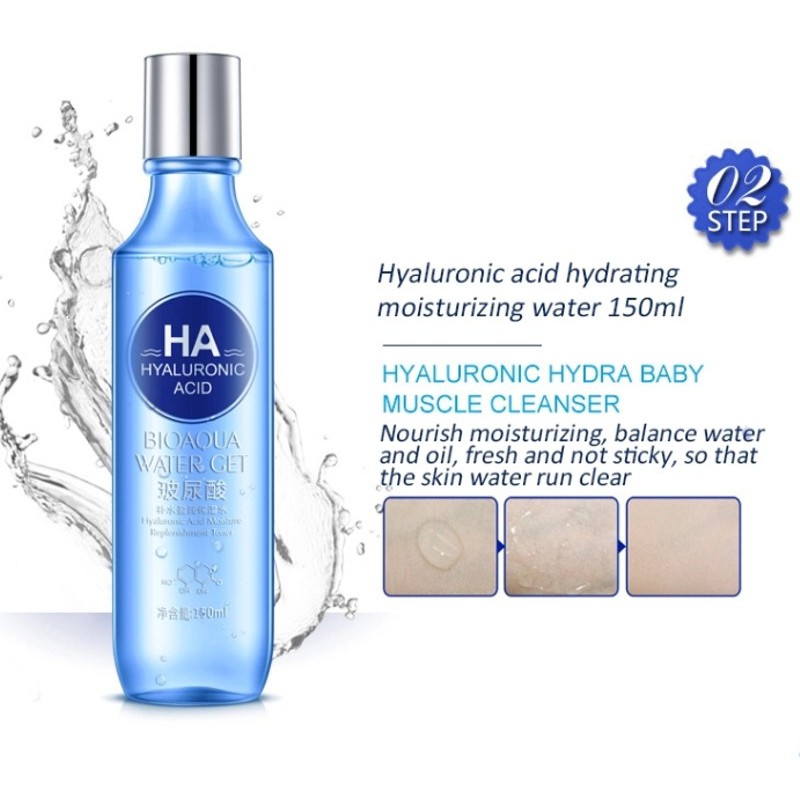 Nước Hoa Hồng Cấp nước Dưỡng da Bioaqua HA Hyaluronic Acid Toner 150ml