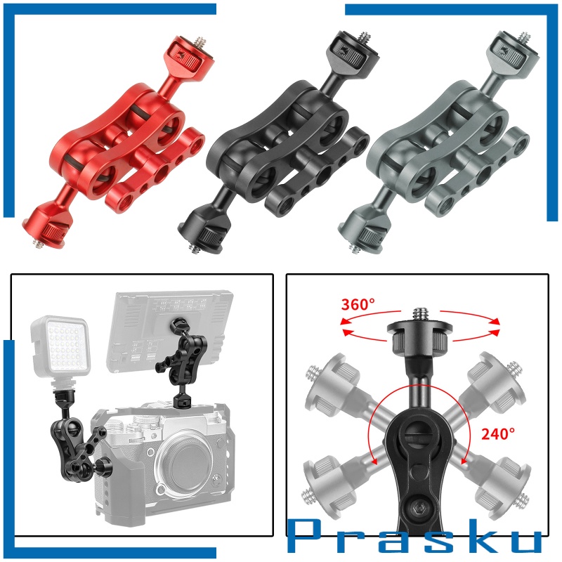 [PRASKU]CNC 360 Arm Hand Extension Adapter Double Ballheads for Gopro Hero