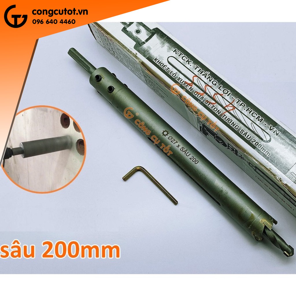 Mũi khoét tường đuôi gài Thắng Lợi sâu 200mm