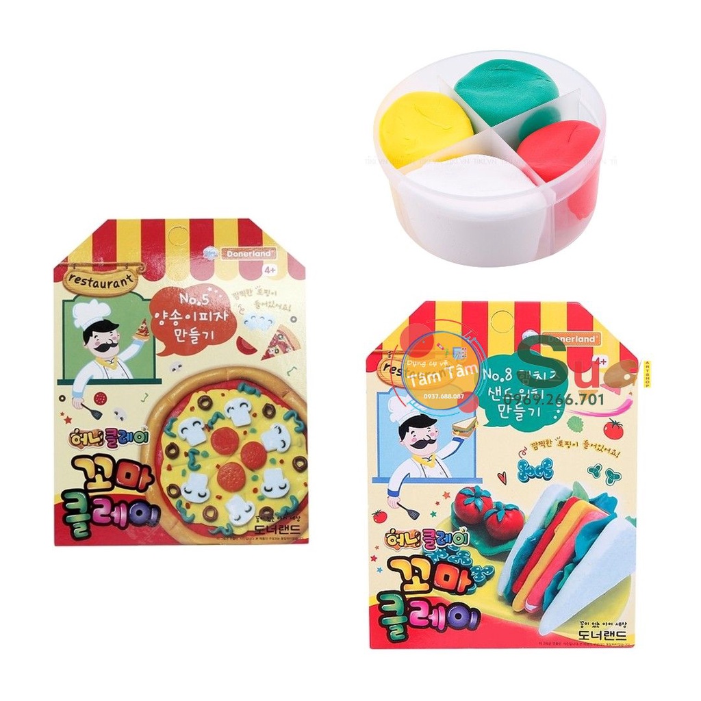 Đất Sét Nhẹ xốp 4 màu Hàn Quốc - Đất sét 4 màu DonerLand (32g) Hàn Quốc - Dụng cụ vẽ Tâm Tâm