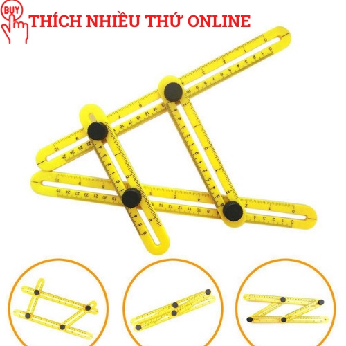 Thước Đo Định Vị Cắt Gạch, Lỗ Khoan, Điều Chỉnh Đa Góc Thước Gập 4 Đoạn, thước đo gấp đa năng