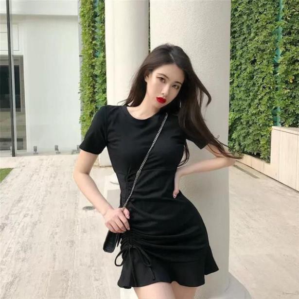 Đầm Nữ Đuôi Cá 🌺 FREESHIP 🌺 Váy Body Tay Ngắn Rút Dây Bên Sườn Siêu Xinh LH12  ྇