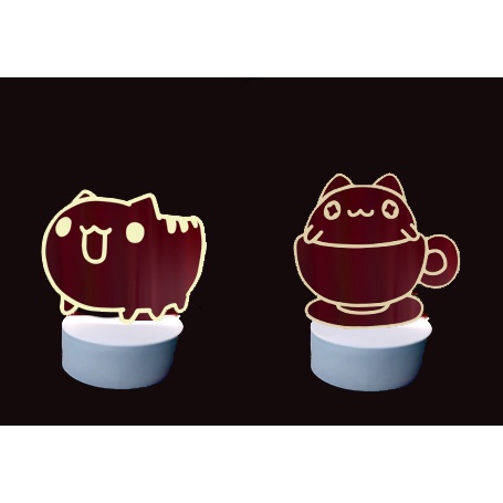 Đèn Led gấu brown trắng L1I6  Đèn Ngủ 3D cute bare bear cute molang pusheen tonton khủng long hoàng đế mèo capoo