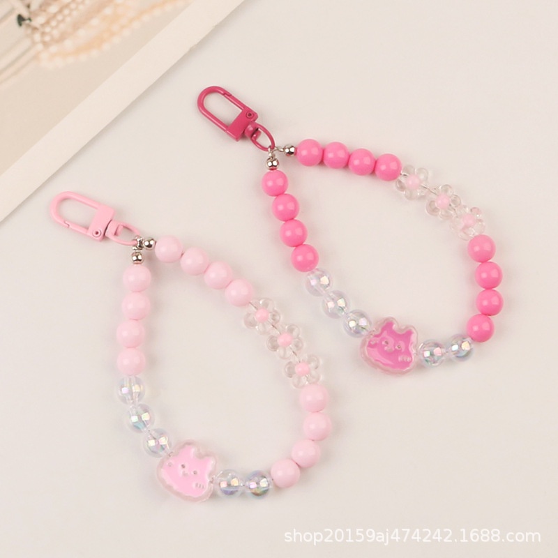 Vỏ Bọc Hộp Sạc Tai Nghe Chuỗi Hạt Tròn Màu Trơn Hình Thỏ Sáng Tạo