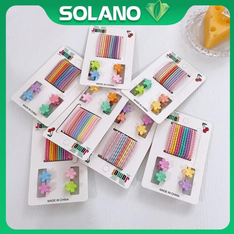 Dây buộc tóc kẹp tóc SOLANO kèm kẹp mái thời trang Hàn Quốc bộ 16 chi tiết cho nữ FAH-001314