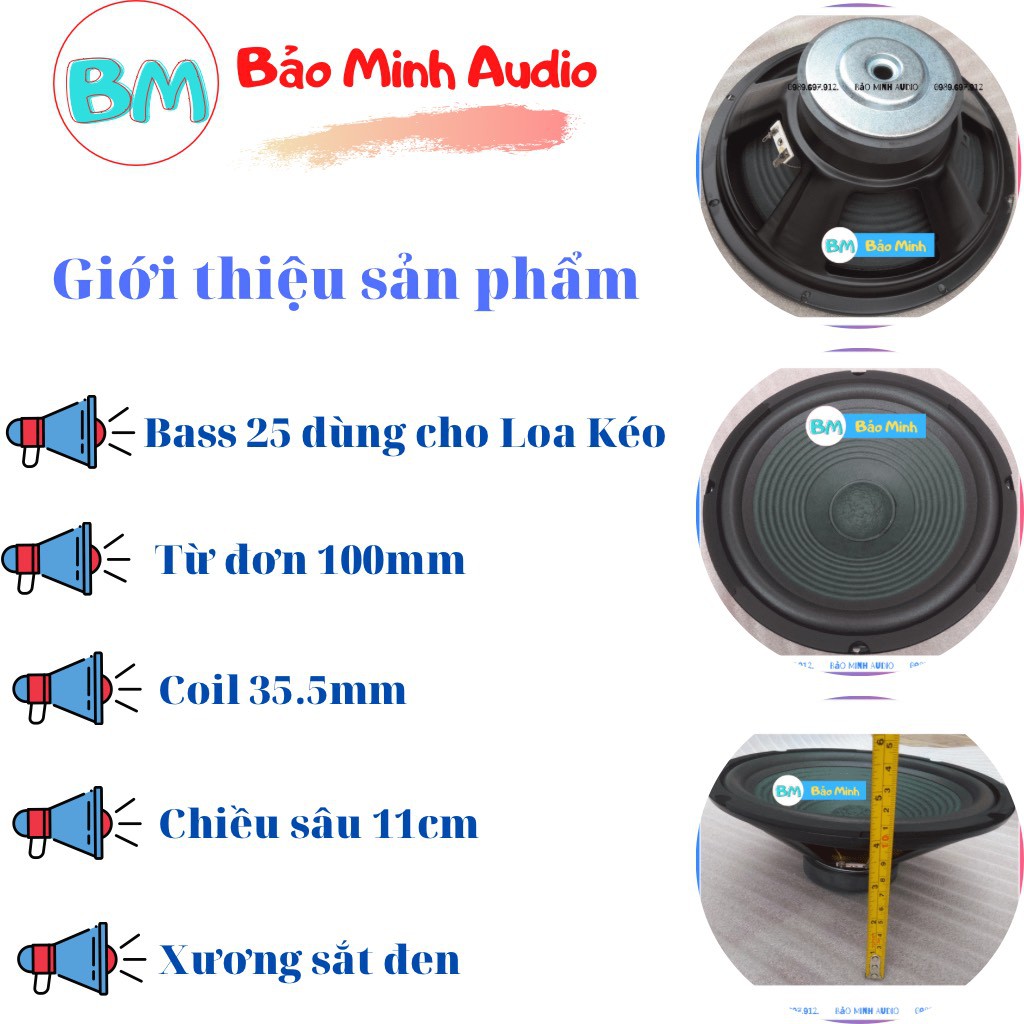 CỦ BASS LOA KÉO - BASS 25 COIL 65 TỪ 190 CHUYÊN DÙNG CHO LOA KÉO - PT1015