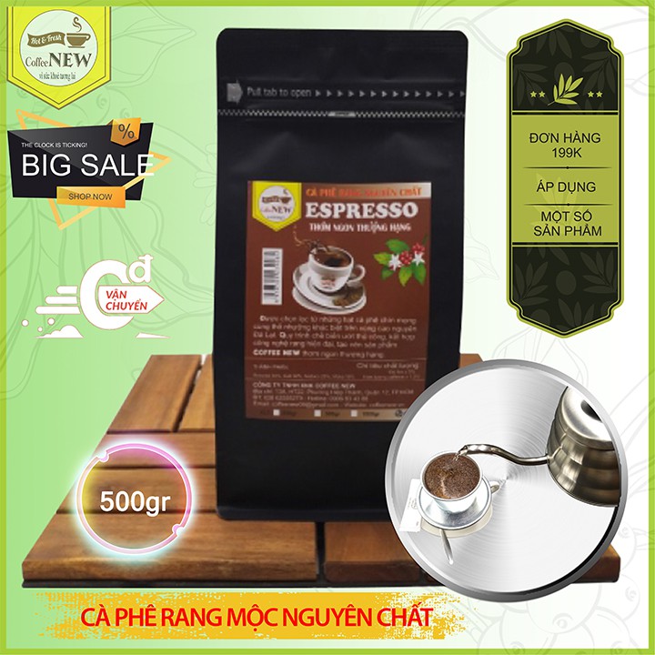 500gr Cafe ESPRESSO Nguyên Chất Dạng Hạt Máy - Hương thơm thanh thoát - Thể chất nhẹ-vị đậm nhất, đắng nhất - Coffee New | BigBuy360 - bigbuy360.vn
