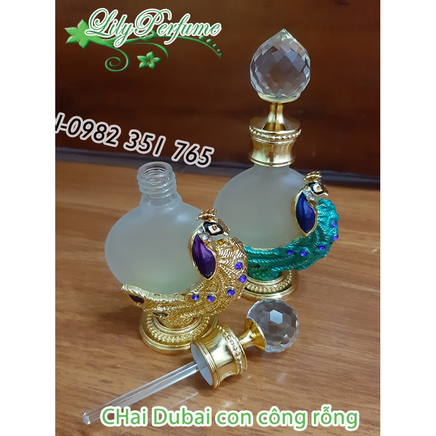 Lọ chiết tinh dầu Dubai con công sang trọng 15ml DB010 (Vỏ chiết/Chai chiết/Ống chiết nước hoa)