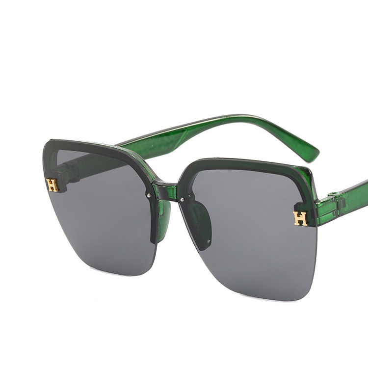 Kính Mát Gọng Vuông Nửa Gọng Chống Tia UV Thời Trang Cho Nữ