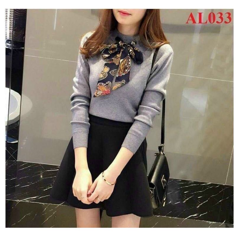 Áo cổ lọ phối Nơ cột sang trọng A15