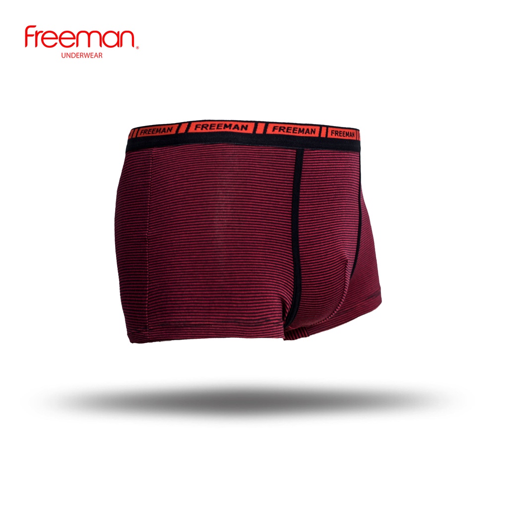 Quần lót nam boxer Freeman chất liệu cotton thấm hút mồ hôi tốt màu đỏ sọc đen BO504