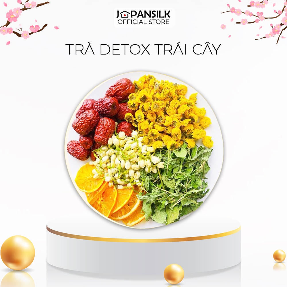 Trà detox trái cây (gồm táo đỏ, cam thái lát, hoa nhài, cỏ ngọt, hoa cúc) Gói 10gr