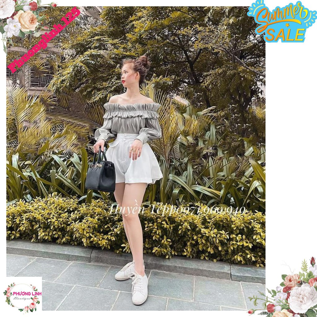 ⚡️phuonglinh.125 ⚡️ ÁO TƠ ORGANZA TRỄ VAI XANH NGỌC