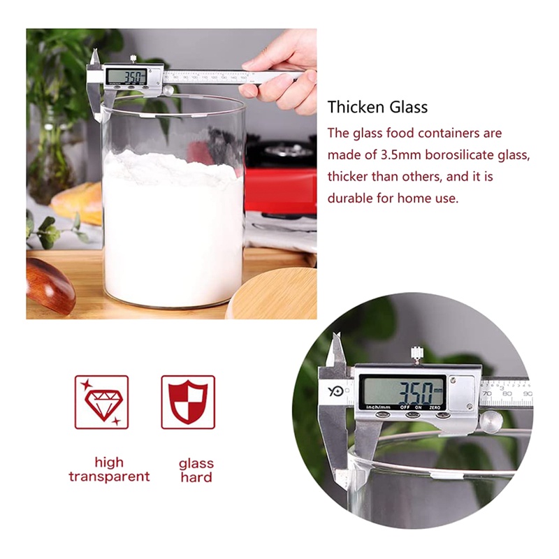 Bộ 2 Hũ Thủy Tinh Đựng Đường Bột Có Nắp Đậy Kín Khí