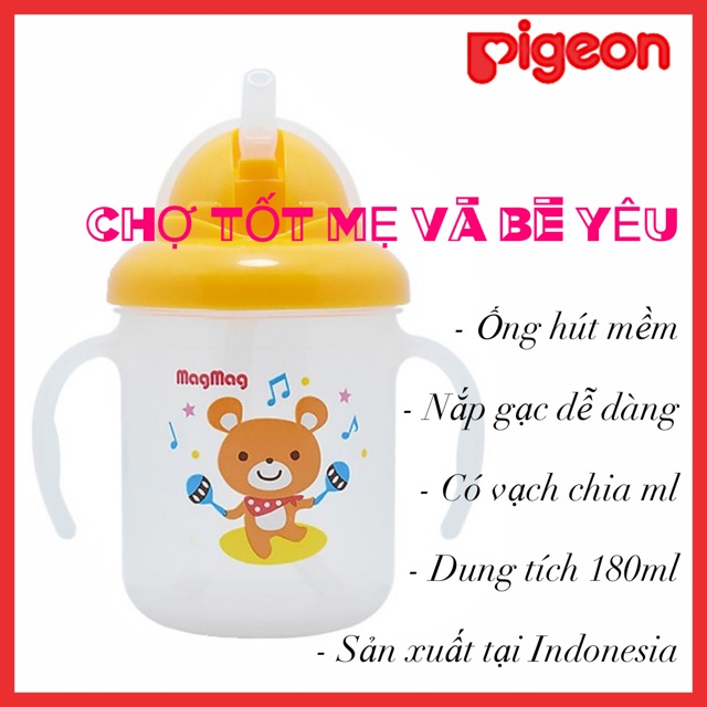 BÌNH TẬP UỐNG ỐNG HÚT CHO BÉ PIGEON 180ML