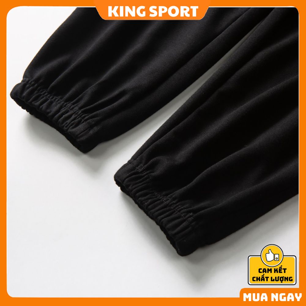 Quần jogger ống rộng unisex KING SPORT bo gấu dáng thể thao suông nam nữ nỉ cao cấp da cá bigsize thu đông basic
