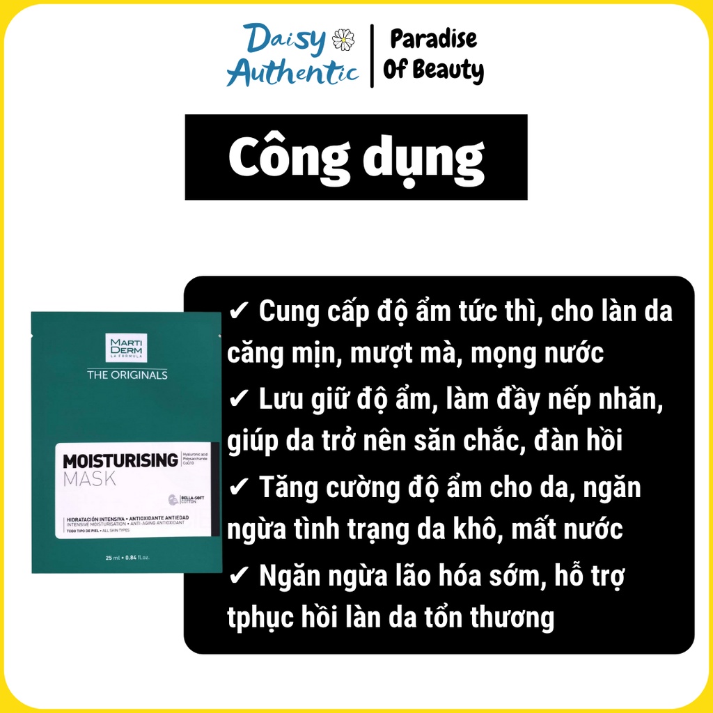 Mặt nạ dưỡng ẩm da - MartiDerm The Originals Moisturising Mask (25ml x 10 miếng)
