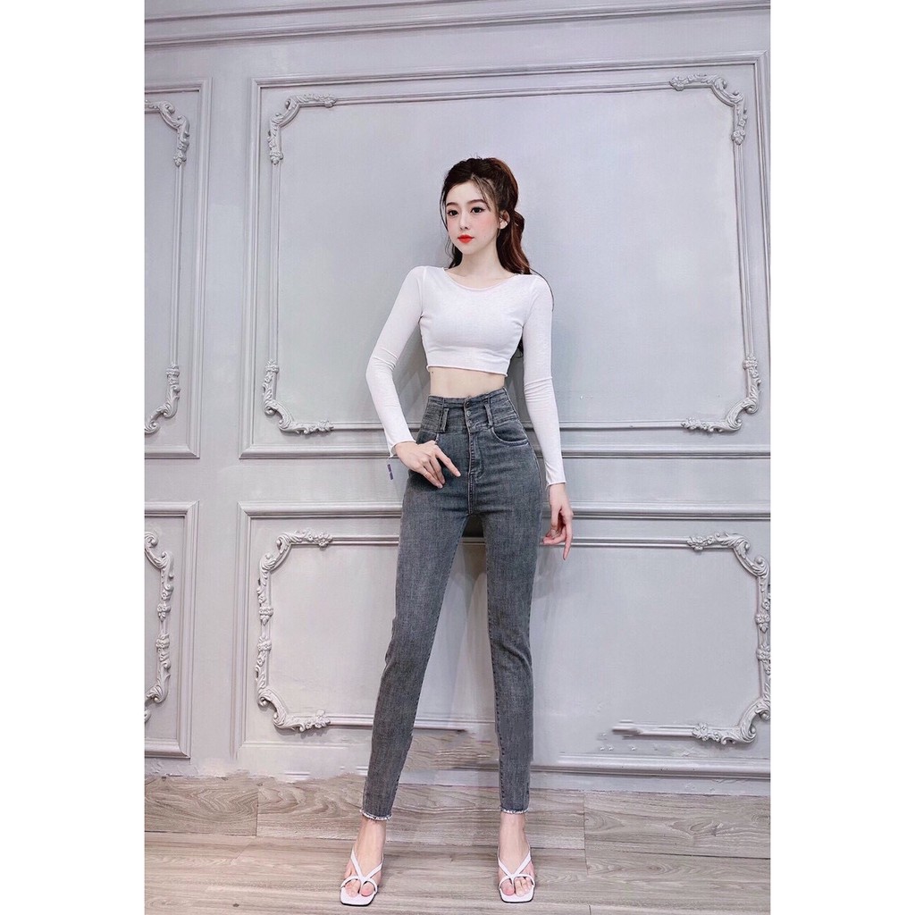 Quần jean nữ lưng siêu cao 3 CÚC Siêu Đẹp bảng size 26-34 chất jean giãn tốt 3C-ROM433