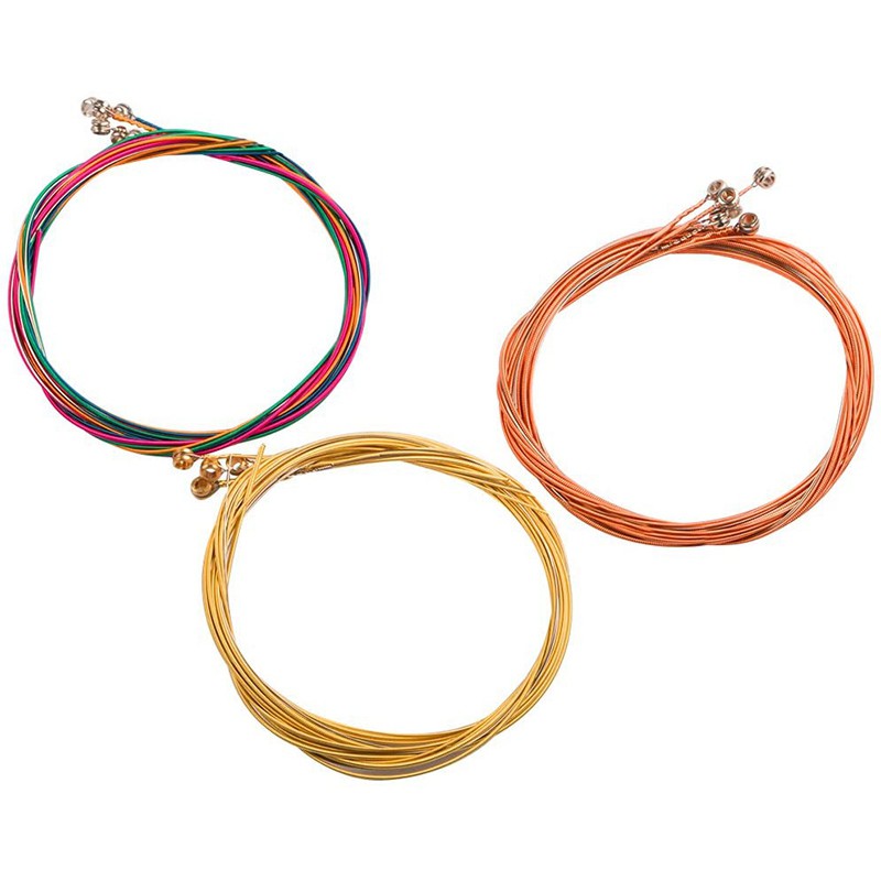 Set 3 bộ dây thép  thay thế màu đồng thau/đồng/nhiều màu cho đàn guitar Acoustic