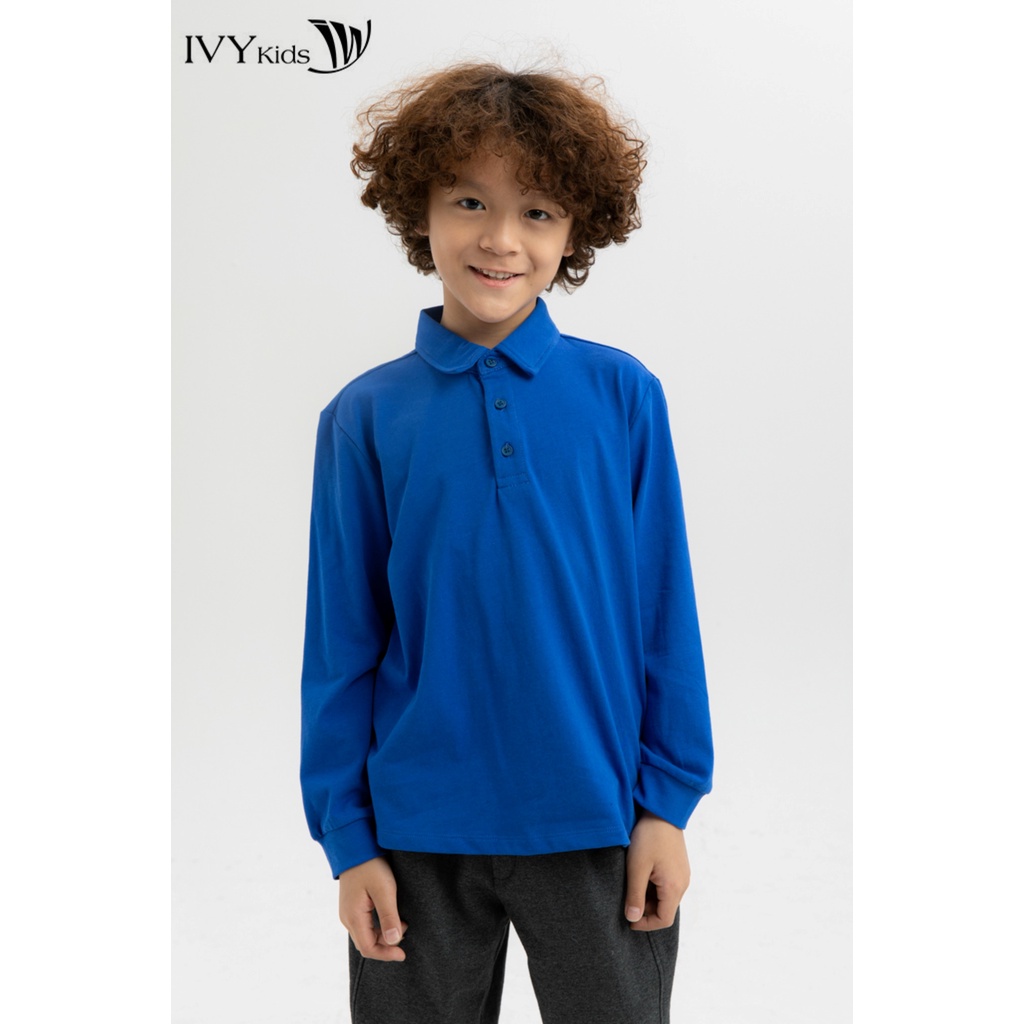 Áo thun bé trai cổ đức cài khuy IVY moda MS 58K1193