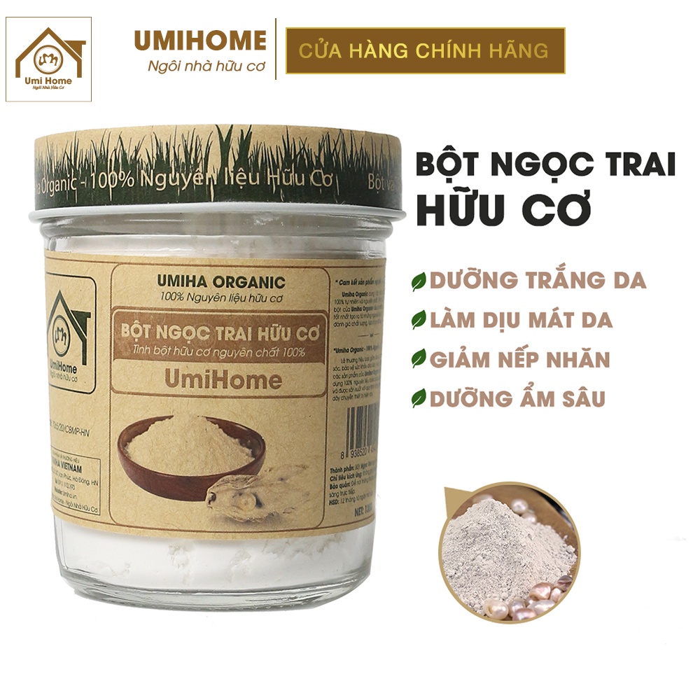 Bột Ngọc Trai đắp mặt nạ hữu cơ UMIHOME nguyên chất 135g | Dưỡng ẩm giảm mụn làm sạch da hiệu quả