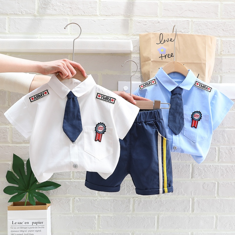 Bộ Trang Phục 2 Mảnh Gồm Áo Sơ Mi Caro Và Quần Ngắn Họa Tiết Hoạt Hình Thời Trang Mùa Hè Cho Bé 0-5 Tuổi