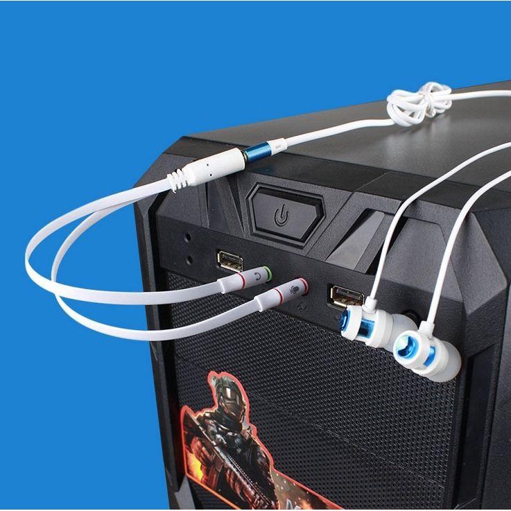 Cáp gộp audio và mic ra cổng 3.5 mạ vàng cao cấp (Đen,Đỏ)