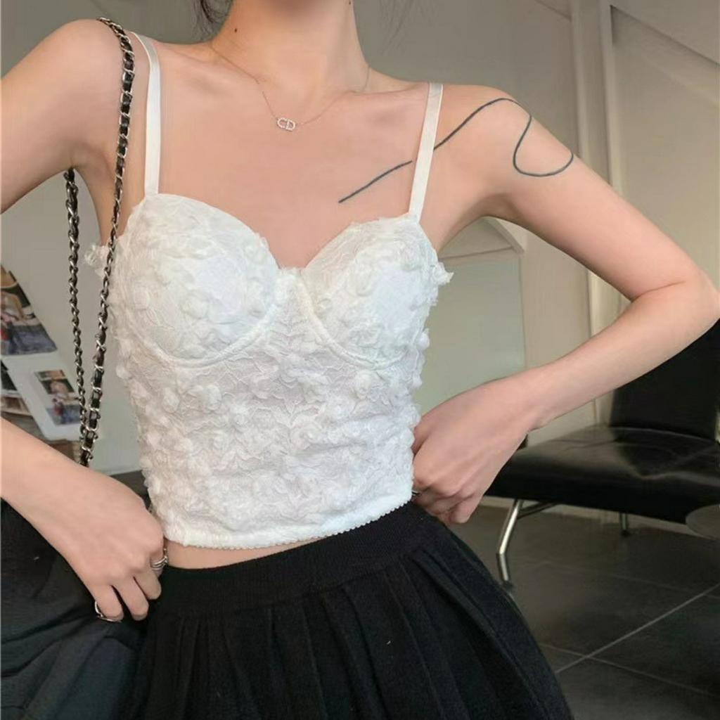 Áo bra ren mút mỏng - Áo croptop nữ ống ren hoa hồng thêu mềm mại thông thoáng siêu xinh Bellar B1905