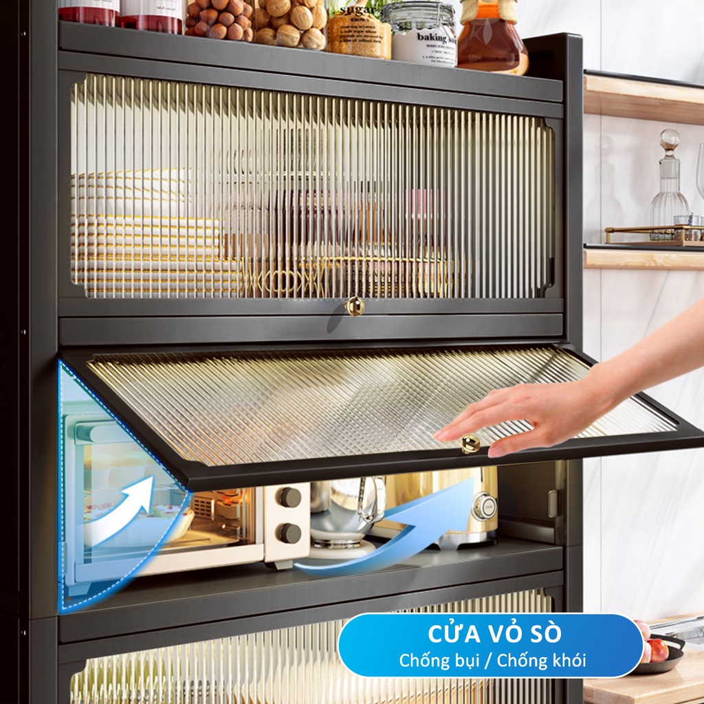 GSlife Kệ Để Đồ 2/3/4/5 Tầng 70cm- Kệ Nhà Bếp Đa Năng Thông Minh Kệ Vi Sóng, Thép Carbon Màu Đen