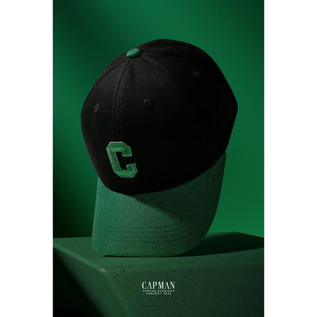 Mũ lưỡi trai màu đen xanh CAPMAN thêu chữ C CM85