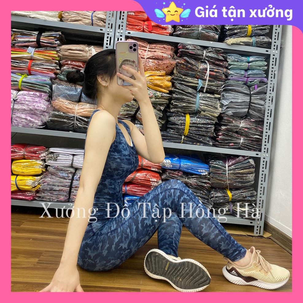 ✅ Mẫu Đẹp - Ảnh Thật 100% ✅Bộ tập GYM nữ đa năng - Yoga nữ - Set tập dài lưng kín rằn ri xanh dương