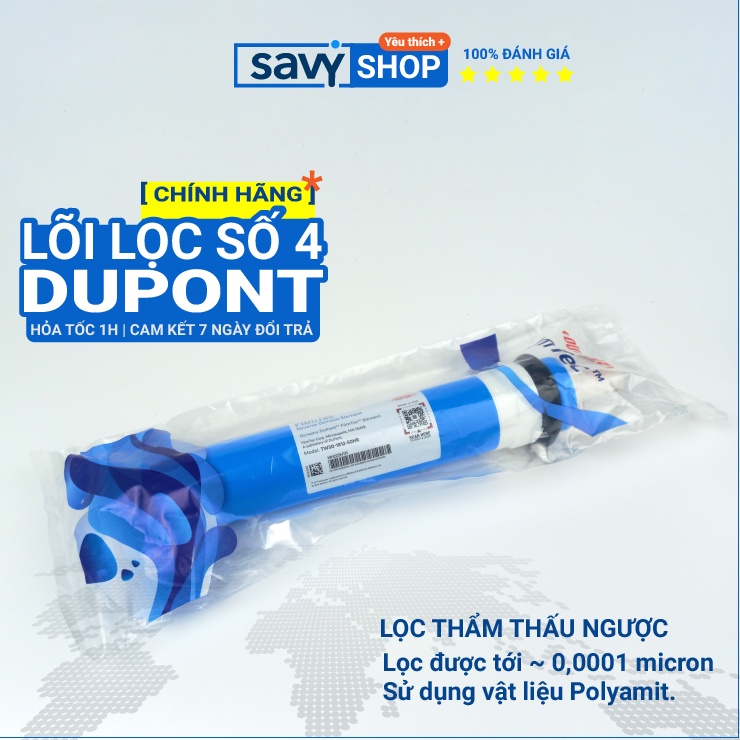 Lõi lọc nước số 4 Sunhouse - Màng lọc ro dow(Dupont) Filmtec - Made in U.S.A