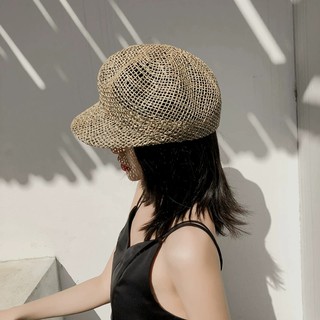 💕Mũ Beret Đan Rơm Thời Trang Mùa Hè Hàn Quốc Cho Nữ👒Mũ Beret Dệt Bằng Cỏ Tự Nhiên Thoáng Khí Phong Cách Quân Đội Cho Nữ