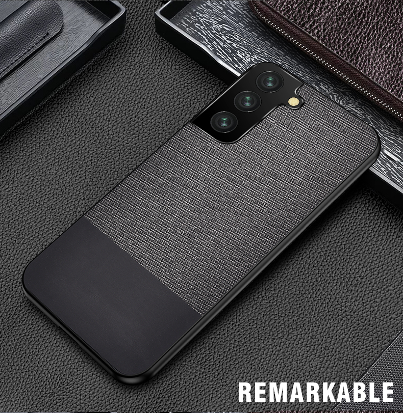 Samsung Galaxy S21 Ultra S21 Plus S20 FE Case Luxury Slim Hybrid Soft TPU Leather+Fabric Protective Cover