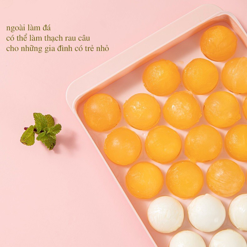 Khay đá bi tròn tủ lạnh 33 viên có nắp đậy