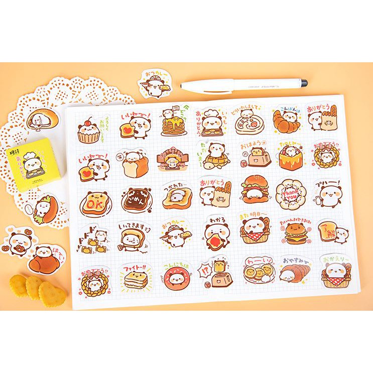 Bộ 46 Sticker Đầu Bếp Gấu E104
