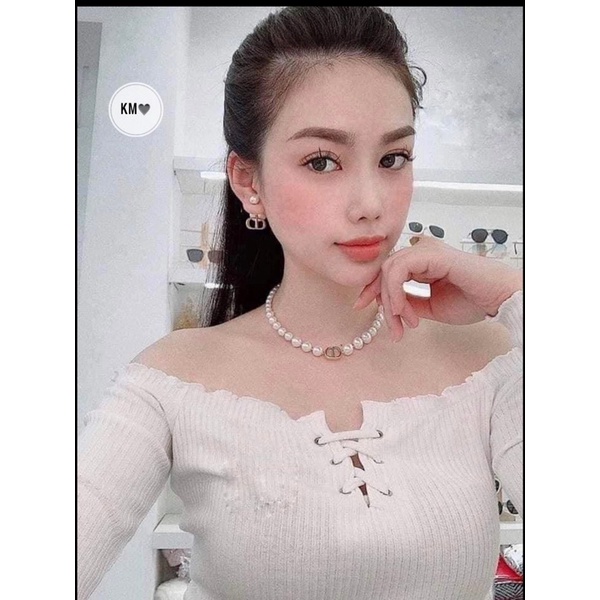 Vòng cổ CD dây chuyền ngọc sang trọng phụ kiện trang sức nữ rễ phối đồ Món quà ý nghĩa cho bạn gái