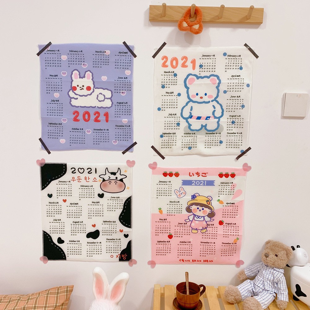 Lịch Vải 2021 Treo Tường Trang Trí Phòng, Decor Nhà Cửa - Có Kèm Sticker Dán Tường