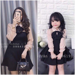 Đầm váy thắt nơ xinh cặp mẹ con