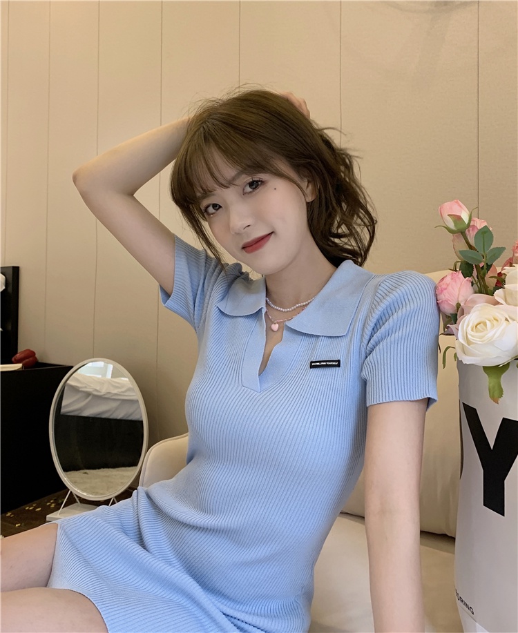 Đầm Dệt Kim Cổ Bẻ Phong Cách Mùa Hè Mới 52820