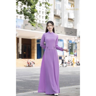 Áo dài lụa tím hoa cà - Thời trang nữ H&H Luxury