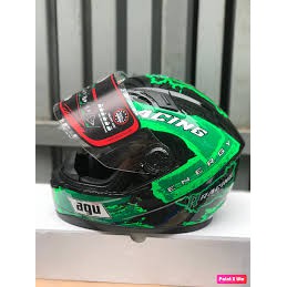 Mũ bảo hiểm fullface Agu tem racing xanh lá